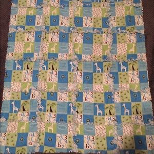 Blue flannel. baby quilt / blanket